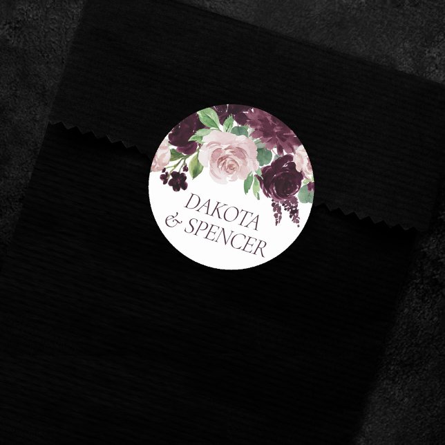 Sticker Rond Les passions de Moody | Dramatic Purple Wine Rose  (Créateur téléchargé)