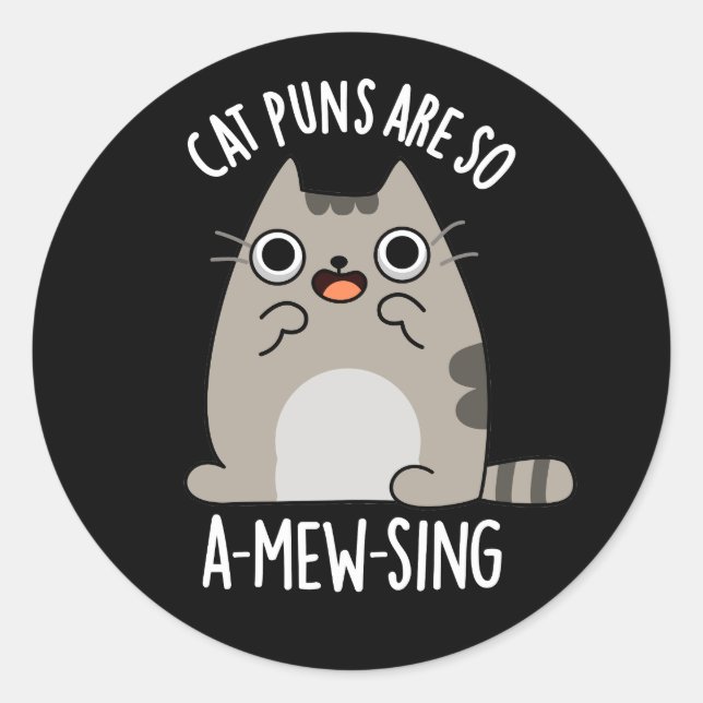 Sticker Rond Les Pâtes De Chat Sont Donc Un Pun Animal A-Mew-si (Devant)