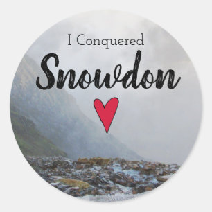 Sticker Rond Les Pays de Galles ont conquis Snowdon Welsh Strea