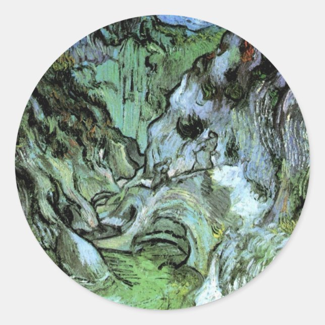 Sticker Rond Les Peiroulets Ravine par Vincent van Gogh (Devant)