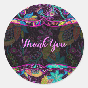 Sticker Rond Les perles de verre coloré regardent le motif flor