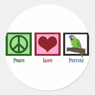 Sticker Rond Les perroquets Peace Love
