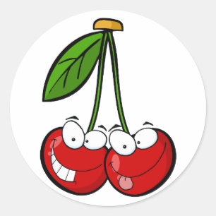 Sticker Rond Les personnages de dessin de Red Cherry