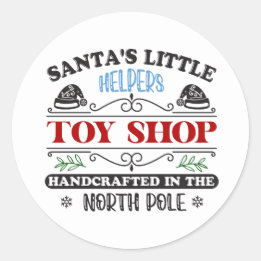 Sticker Rond Les Petits Aides du Père Noël Artisanat du Pôle No