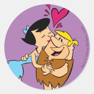 Sticker Rond Les Pierrafeu Betty Kissing Barney