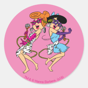 Sticker Rond Les Pierrafeu Wilma & Betty Rock Stars