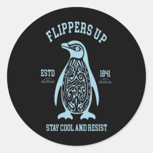 Sticker Rond Les Pingouins Qui Remontent Restent Cool Et Résist