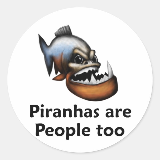Sticker Rond Les Piranhas sont aussi des gens (Devant)