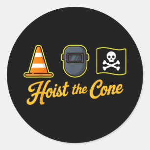 Sticker Rond Les pirates hissent le cône drôle disant baseball