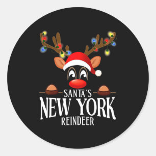 Sticker Rond Les Pjs assortis de Noël drôle de renne de New Yor