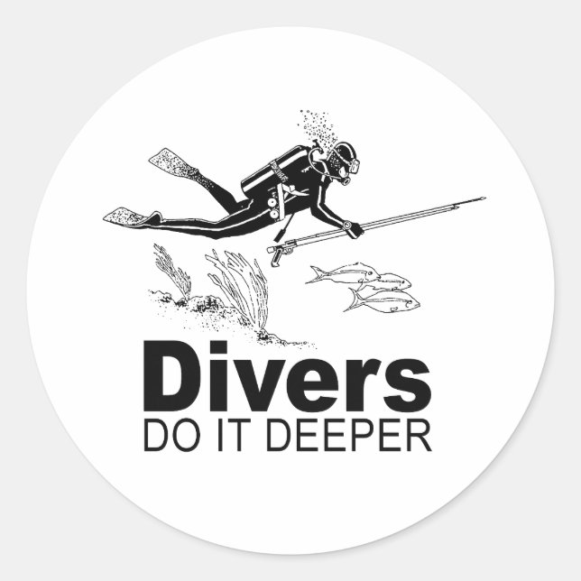 Sticker Rond les plongeurs le font plus en profondeur (Devant)