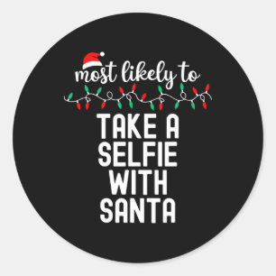 Sticker Rond Les Plus Probables À Noël Chemise Correspondant Fa