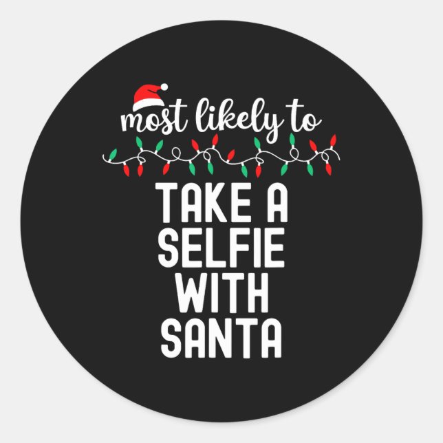 Sticker Rond Les Plus Probables À Noël Chemise Correspondant Fa (Devant)