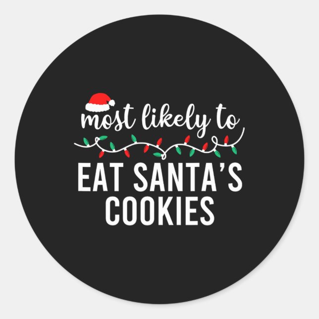 Sticker Rond Les Plus Probables À Noël Chemise Correspondant Fa (Devant)