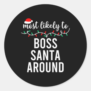 Sticker Rond Les plus probables à Noël Correspondant Pajamas De