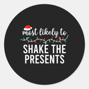 Sticker Rond Les plus probables à Noël Correspondant Pajamas De