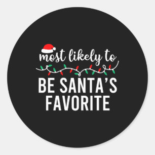 Sticker Rond Les plus probables à Noël Correspondant Pajamas De