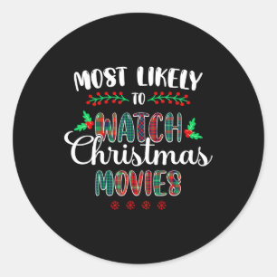Sticker Rond Les Plus Probables À Regarder Les Films De Noël Fa