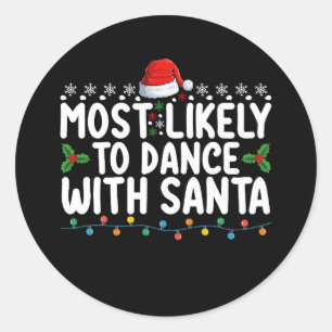 Sticker Rond Les Plus Susceptibles De Danse Avec Père Noël Chri