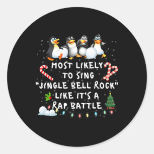 Sticker Rond Les Plus Susceptibles De Drôle Jingle Bell Pajamas