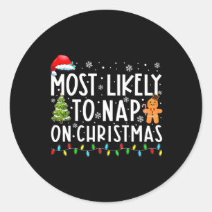 Sticker Rond Les Plus Susceptibles De Faire La Sieste Sur Noël