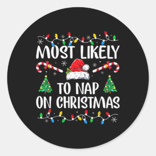 Sticker Rond Les Plus Susceptibles De Faire La Sieste Sur Noël