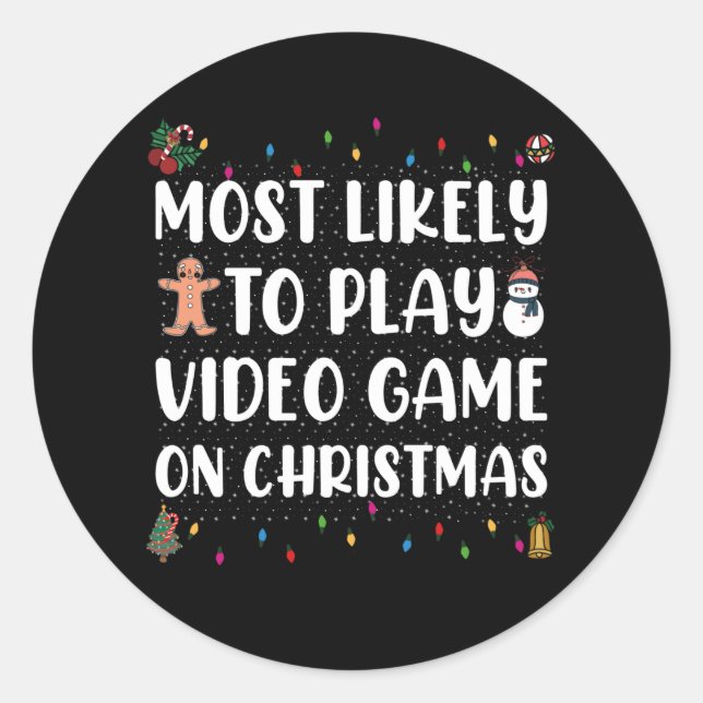 Sticker Rond Les Plus Susceptibles De Jouer Jeu Vidéo Sur Le Je (Devant)