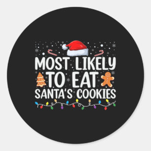 Sticker Rond Les Plus Susceptibles De Manger Père Noël Cookies
