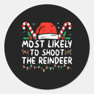 Sticker Rond Les Plus Susceptibles De Tirer Sur Reindeer Père N