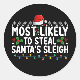 Sticker Rond Les Plus Susceptibles De Voler Père Noël Sleigh No