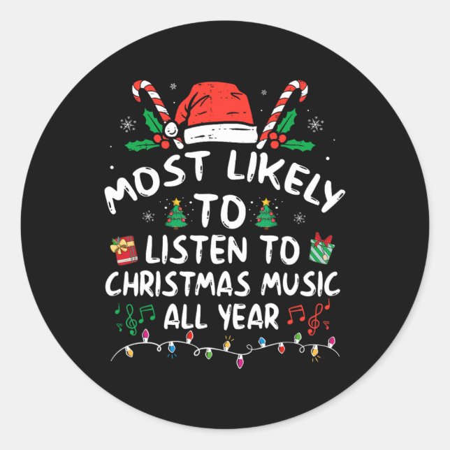 Sticker Rond Les plus susceptibles d'écouter de la musique de N (Devant)