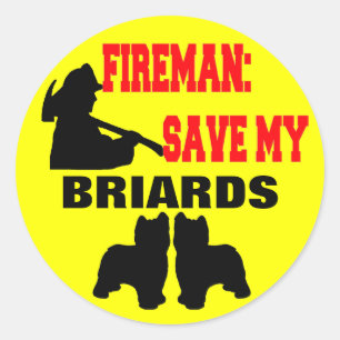 Sticker Rond Les pompiers sauvent mes Briards