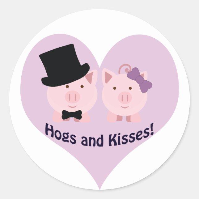 Sticker Rond Les porcs et les baisers ! (Devant)
