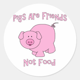 Sticker Rond Les porcs sont des amis, pas la nourriture PETA