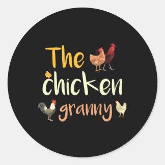 Sticker Rond Les poules grand-mère drôle coq poulet poule pouss