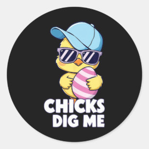 Sticker Rond Les Poussins Me Creusent Drôle Pâques Pour Les Gar