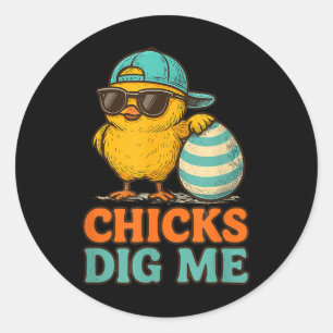 Sticker Rond Les Poussins Me Creusent Pâques Pour Les Hommes, L