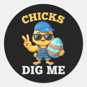 Sticker Rond Les Poussins Me Creusent Toddler Les Mens De Pâque