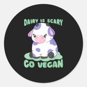 Sticker Rond Les produits laitiers sont effrayants, devenez veg