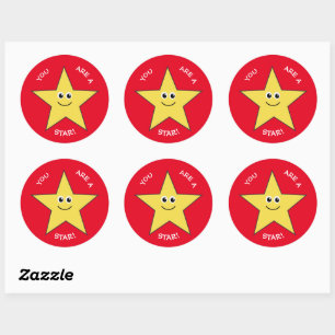 Sticker Rond Les professeurs d'étoiles jaunes louent le rouge