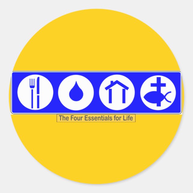 Sticker Rond Les quatre fondamentaux de la vie (Devant)
