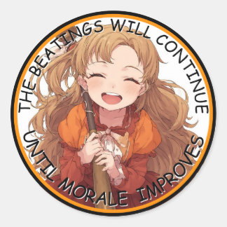 Sticker Rond Les raclées continueront jusqu'à ce que la moralit