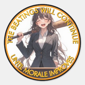 Sticker Rond Les raclées continueront jusqu'à ce que la moralit