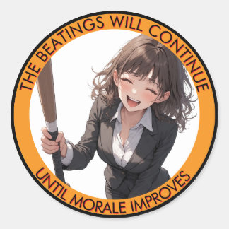 Sticker Rond Les raclées continueront jusqu'à ce que la moralit
