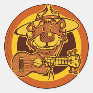 Sticker Rond Les Rangers d'Ukulele "Sourire l'ours avec Uke" De