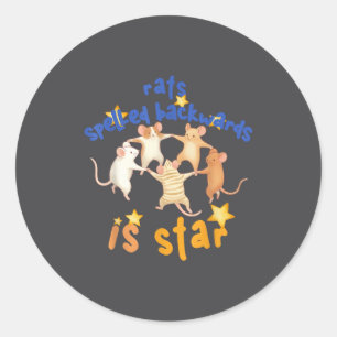 Sticker Rond Les rats écrits à l'envers est star drôle mème rat