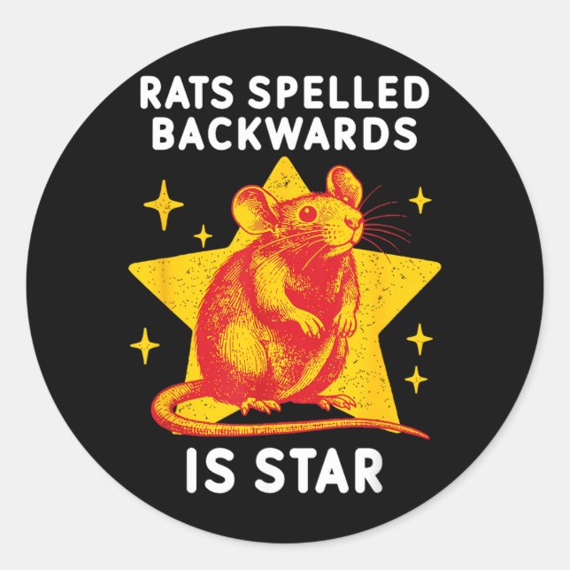 Sticker Rond Les Rats Écrits à l'Envers Est Star Mémé de Rat Dr (Devant)