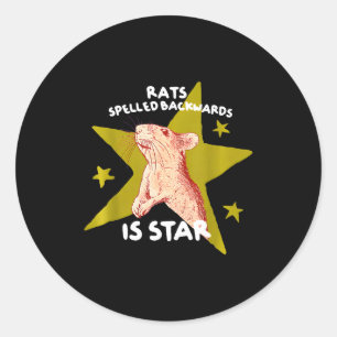 Sticker Rond Les rats orthographiés à l'envers est star rat mèm