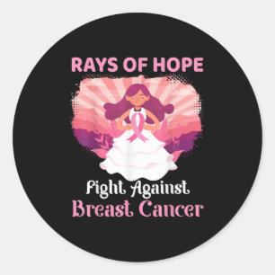 Sticker Rond Les Rayons D'Espoir Rose Luttent Contre Le Cancer