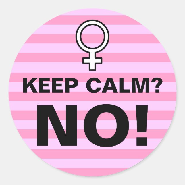 Sticker Rond Les Rayures Roses Gardent Le Calme Non (Devant)